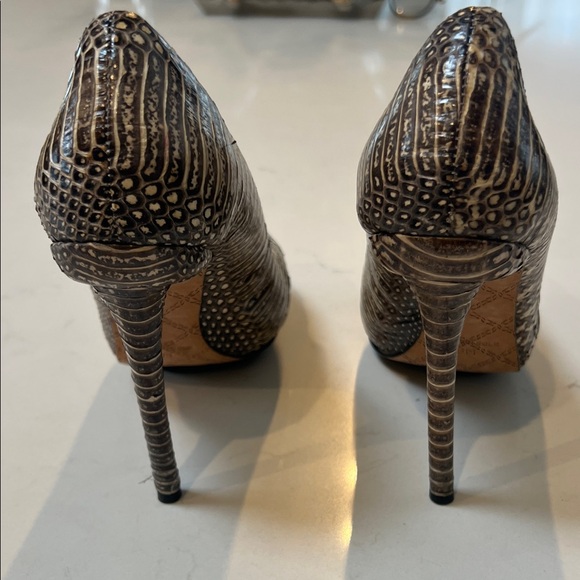 L.A.M.B. Snakeskin Patterned Heels in Black and Brown - Picture 2 of 5